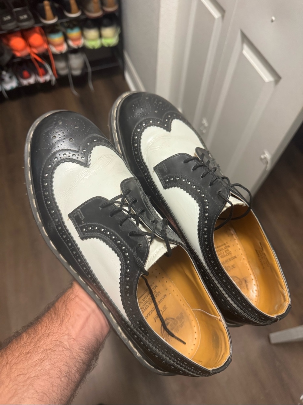 Dr Martens Rex Smooth Leather Brogue Wingtip Style Saddle Shoes